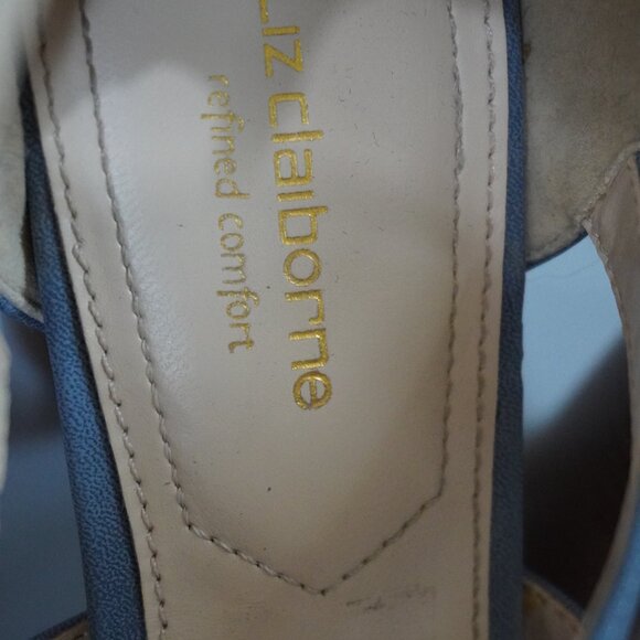 Liz Clairborne Refined Comfort gray blue strappy sandal chunky heel Size… - Picture 12 of 13